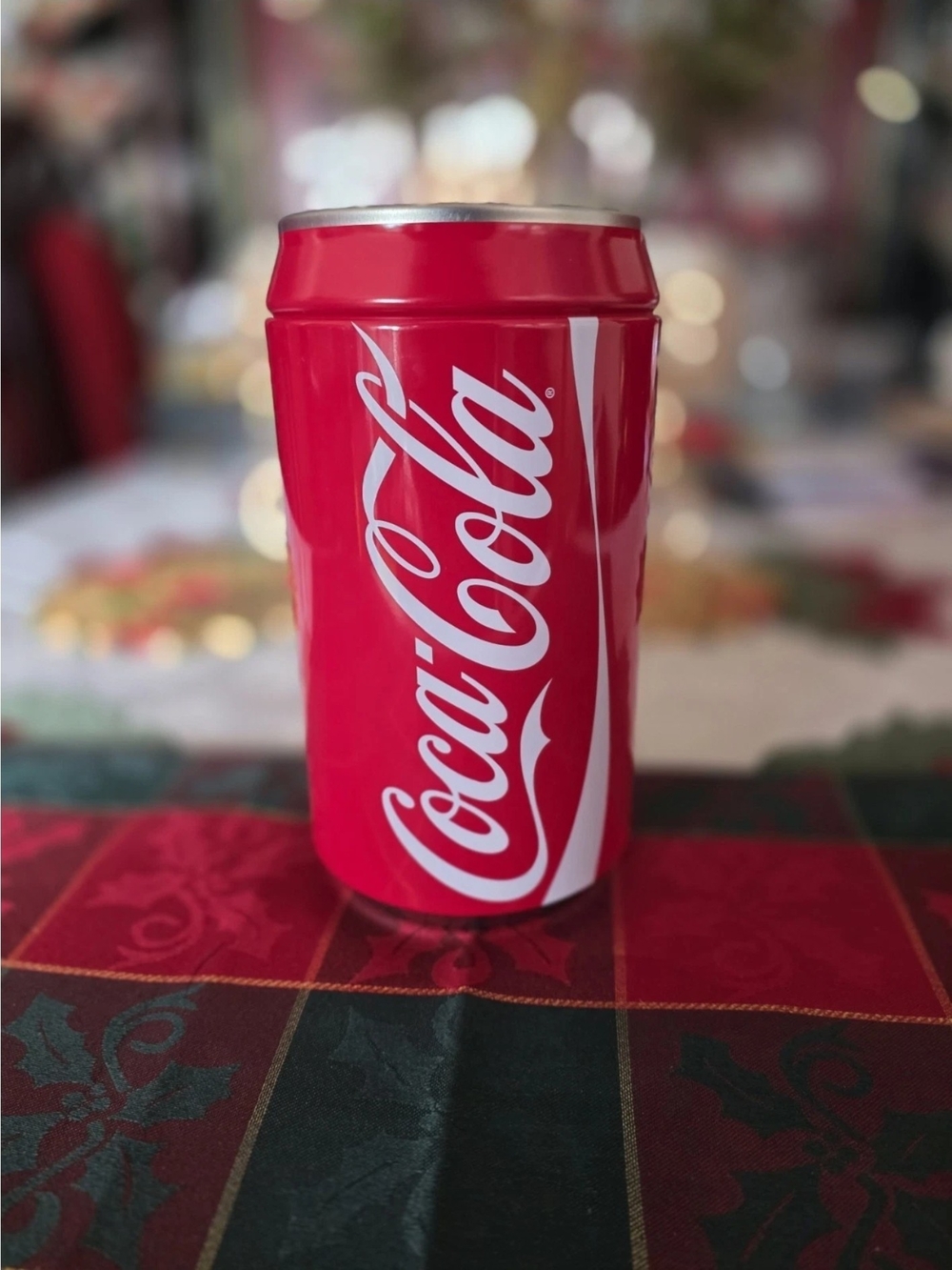 Coca Cola Red and White Can-Shaped Storage Jar